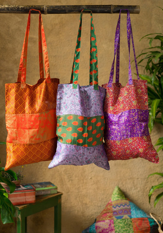 Namaste, Sari Silk Tote Bag