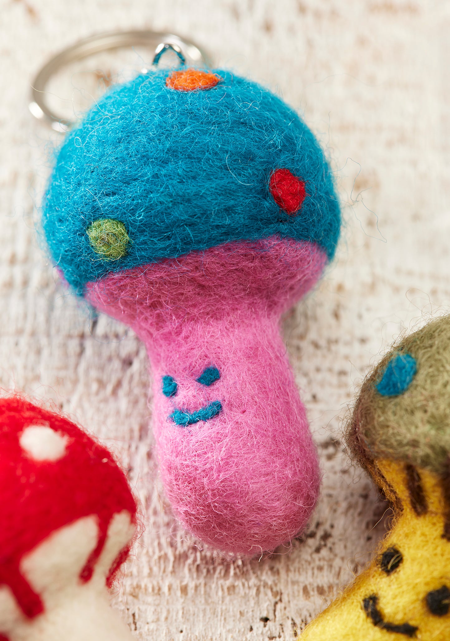 Namaste, Felt Mushroom Keyring