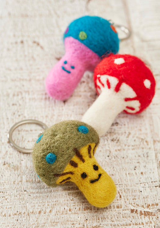 Namaste, Felt Mushroom Keyring